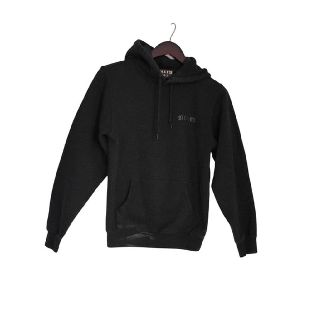 SISTERS Black Gothic Logo Hoodie 100% Cotton‎ Sweatshirt Fits S Made USA